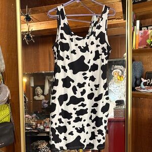 Western Black and White Cow Print Dress